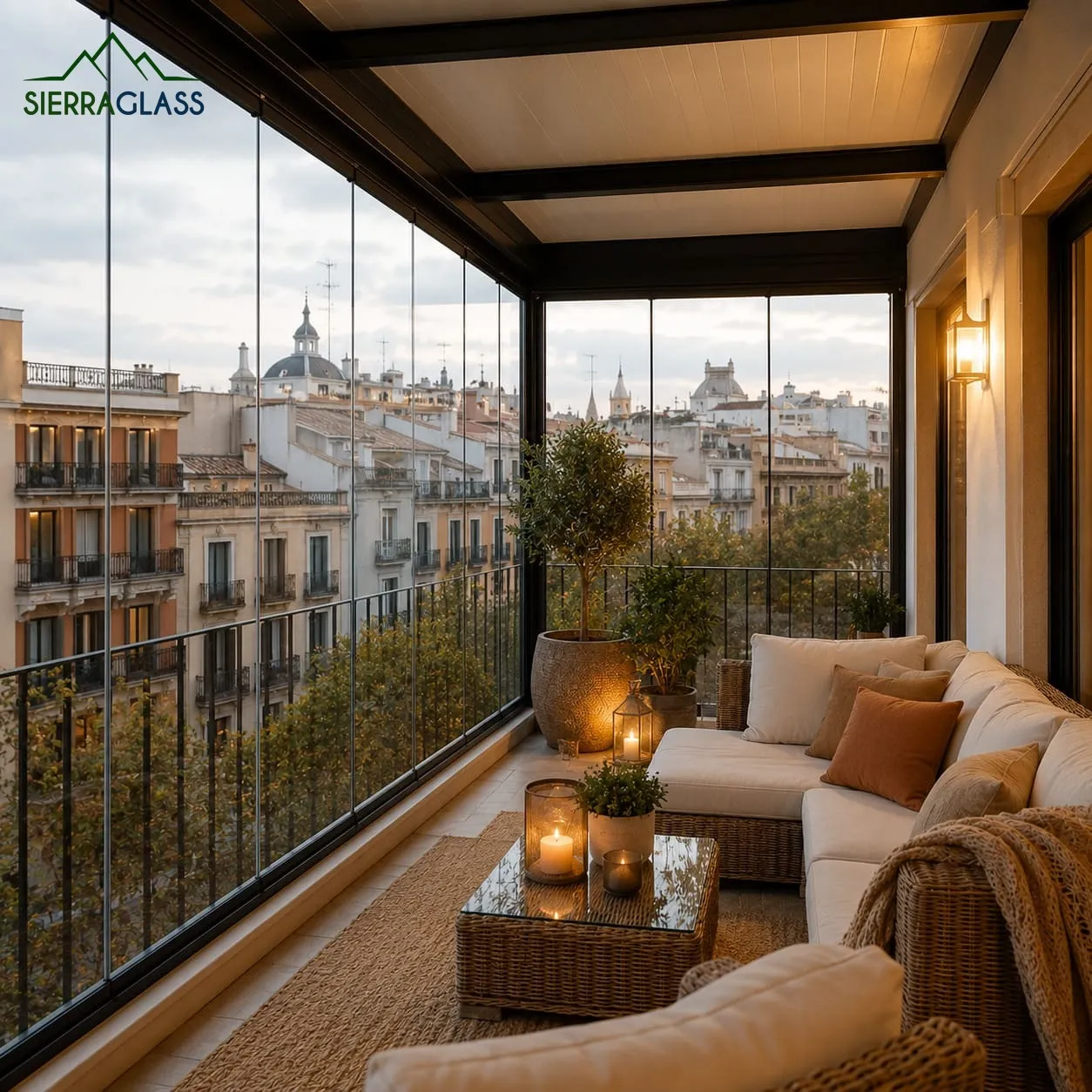 Aislamiento de terraza mediante un cerramiento de cristal
